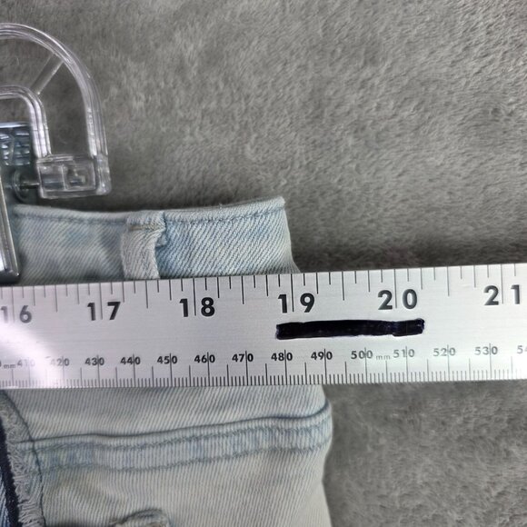 Womens Rue+ Blue Denim Shorts Distressed Happy Face Applique Cut Off Hem Size 20 - Picture 8 of 11